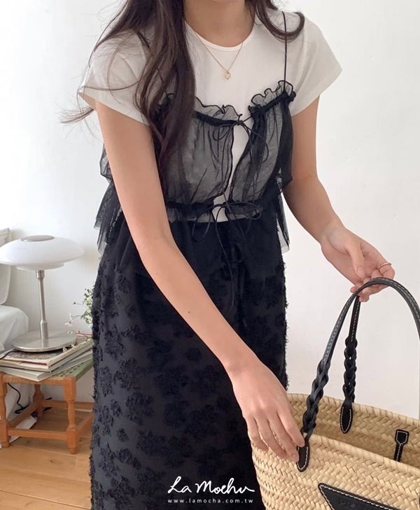 絲綢綁帶紗質可愛小背心